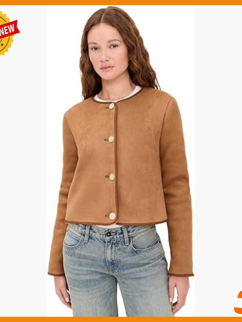 Faux Suede Teddy Jacket with Gold Buttons, Dry Clean Only